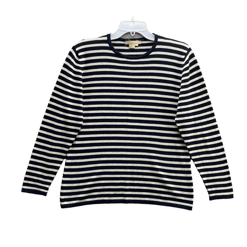 Studio121 Sweater Women's Medium Stripe Italian Merino Wool Blend Preppy Classic